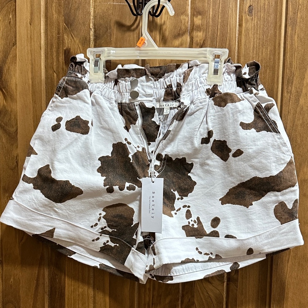 High Waist Cow Print Shorts